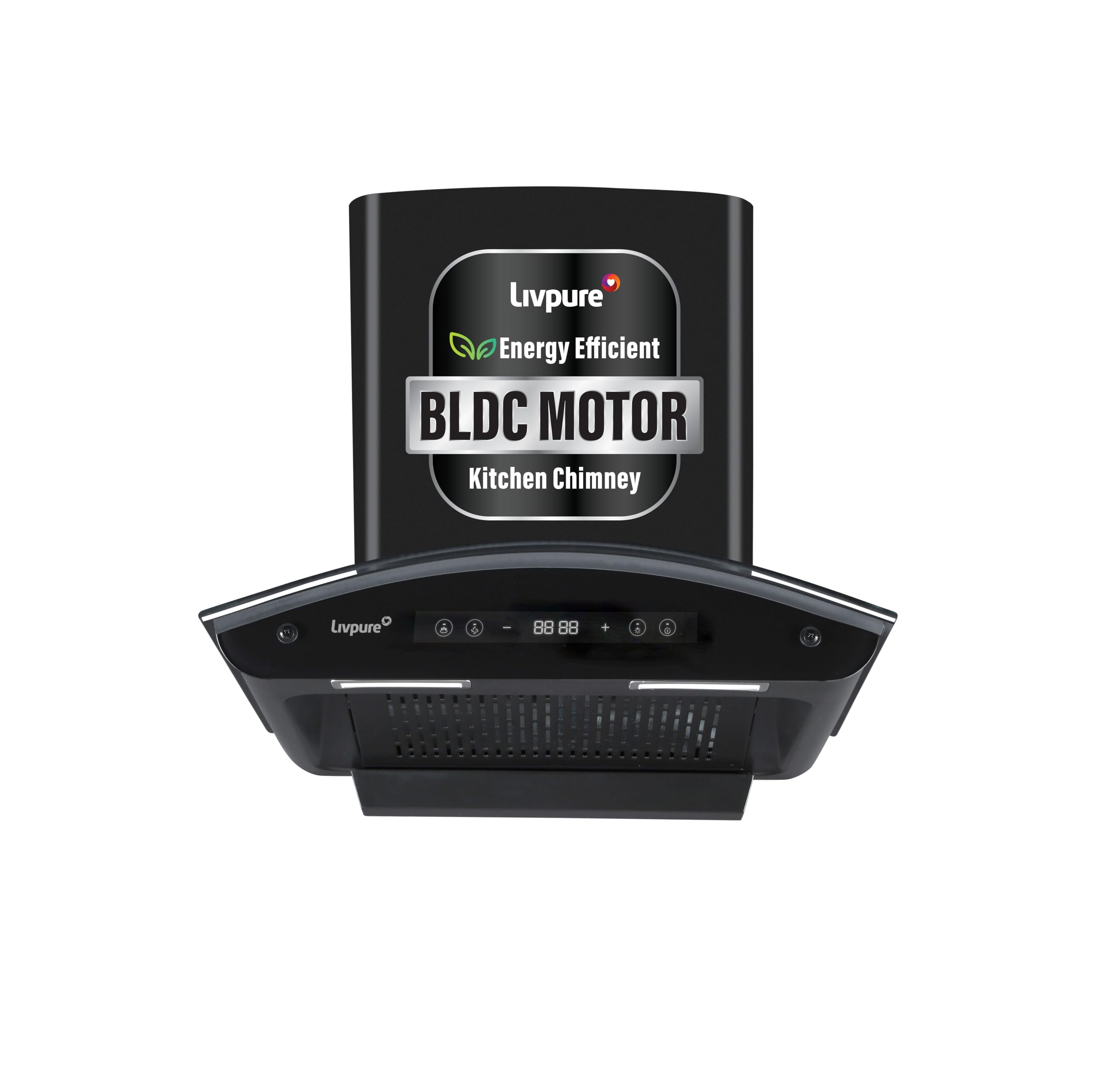 LIVPURE LIV-INVICTO-60-FL-BLDC-HAC Auto Clean Filterless Auto-clean Chimney With BLDC Motor | 9 Speed With RPM Display |Touch & Gesture Control | Powerful Suction | Low Noise Wall Mounted Black 1400 CMH Chimney
