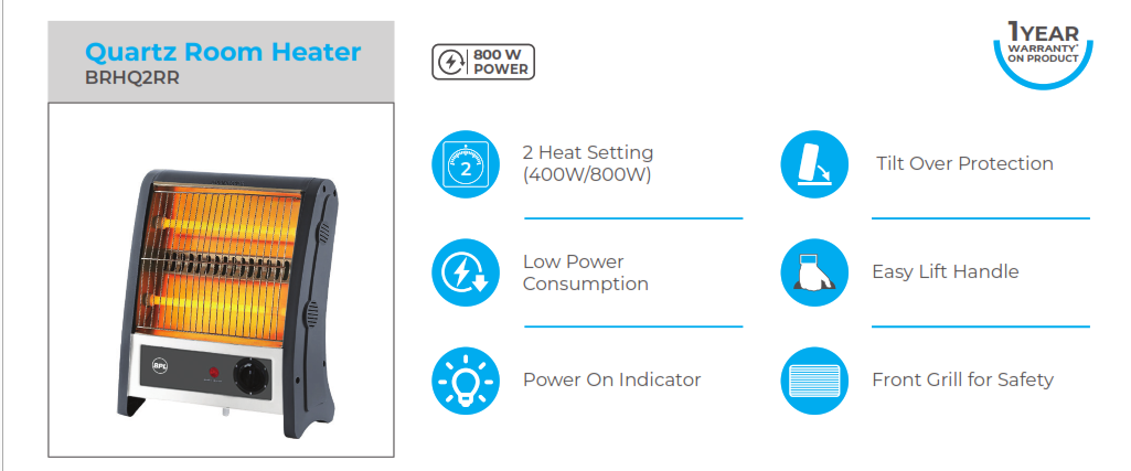 BPL 2 ROD Quartz Room Heater
