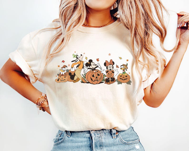 Mickey and friends Autumn Shirt, Disneyland Fall Vibes Tee, Disney Family Halloween Trip Magic Kingdom Shirt Disney Pumpkin