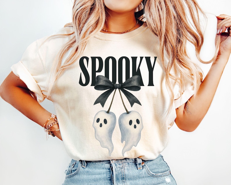 Halloween Spooky Cherry Shirt, Cute Halloween Tee, Coquette Ghost Sweatshirt, Halloween Matching Shirt, Halloween Gift for Couple Shirt,Gift