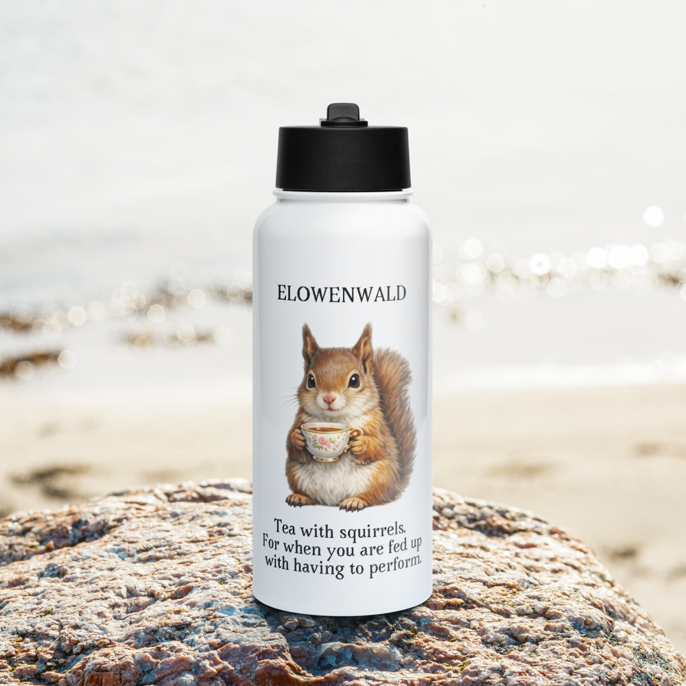 Tea with squirrels - Stainless steel water bottle with a straw lid