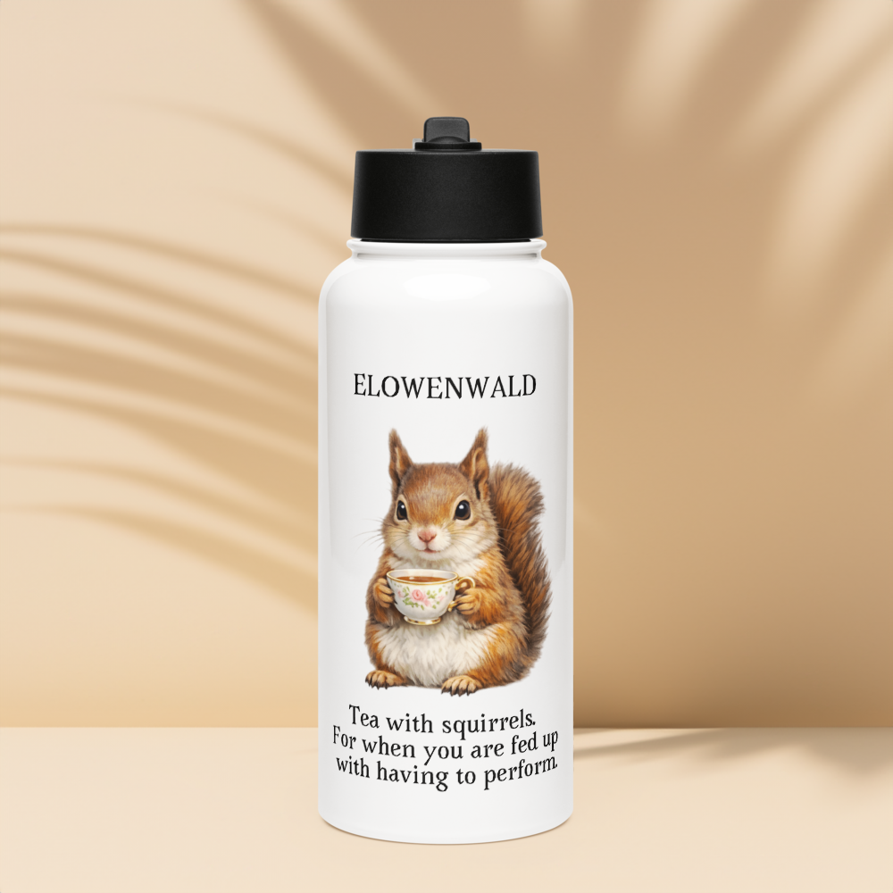 Tea with squirrels - Stainless steel water bottle with a straw lid