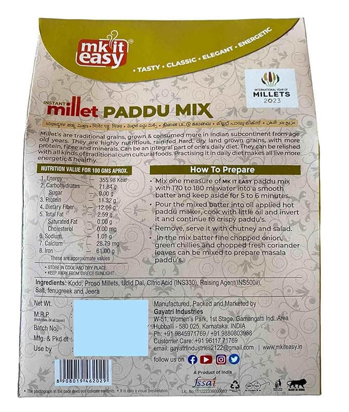 MK IT EASY Instant Millet Paddu Mix