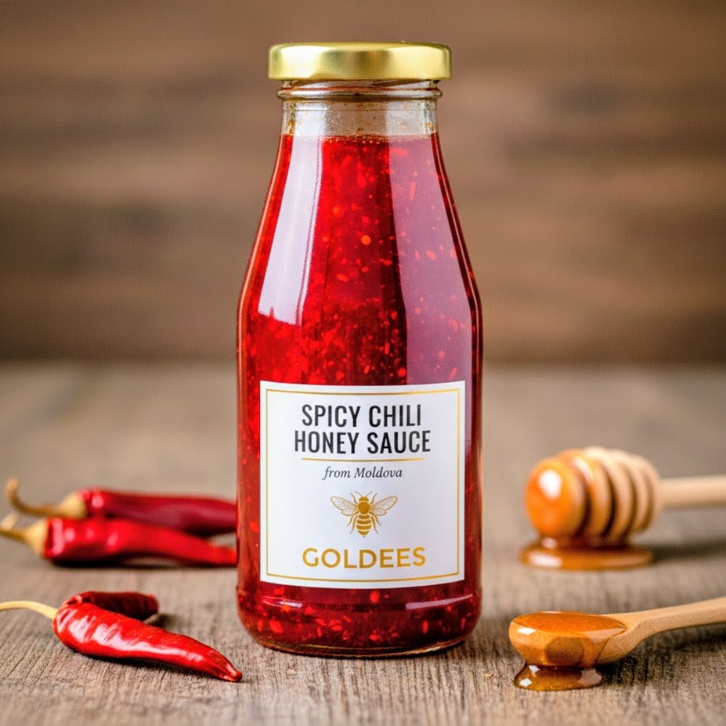 G O L D E E S Spicy Chili Honey Sauce from Moldau