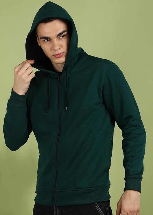Alan Jones Clothing Men’s Solid Zipper Hooded Sweatshirt | Ribbed Hem, Lined Hood, Side Pockets, Durable Zip | Multiple Colors
