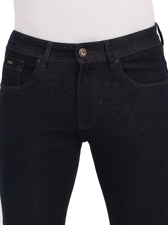 Men's Raw Blue Washed Slim Fit Jeans | Cotton Stretch Casual Style | Comfortable Casual Denim Wear
