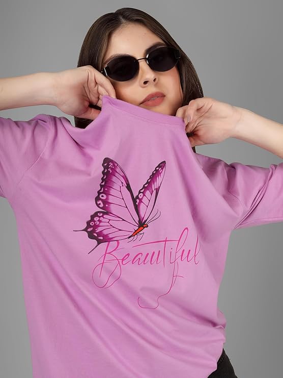 PUBCLUB 100% Pure Cotton Oversized T-Shirts for Women | Drop Shoulder Baggy/Loose Fit t Shirt | Ultra-Soft, Breathable, Less Shrinkage & Skin Friendly Printed Casual Half Sleeve Tops for Girls