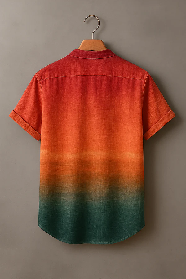 Line Combination Fan-shaped Decorative Pattern Casual Cotton And Linen Polo