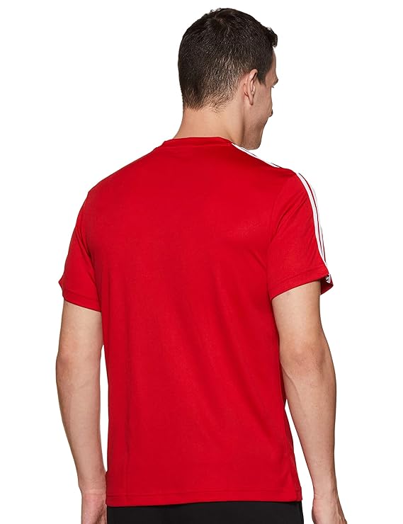 adidas Sporty Men Round Neck 3-Stripes Tee - Lightweight, Breathable & Moisture-Wicking Sports T-Shirt for Training, Running, Gym & Everyday Casual Activewear for All-Season