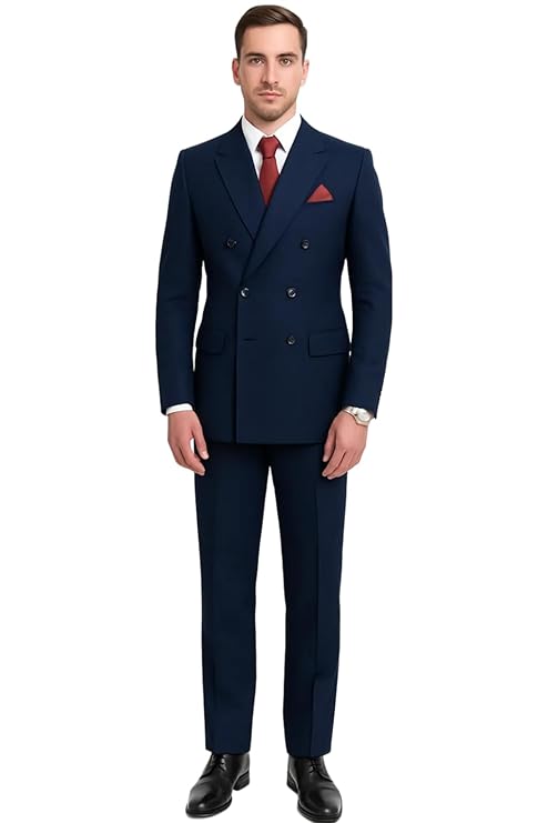 Men's 2 Piece Double Breasted Suit (Blue)