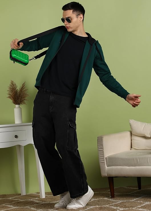 Alan Jones Clothing Men’s Solid Zipper Hooded Sweatshirt | Ribbed Hem, Lined Hood, Side Pockets, Durable Zip | Multiple Colors