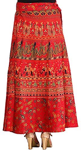 Outer Wear Women Printed Cotton Multi Color Wrap Around Long Skirts Combo of 3 (Assorted Colour Blue, Black, Orange)