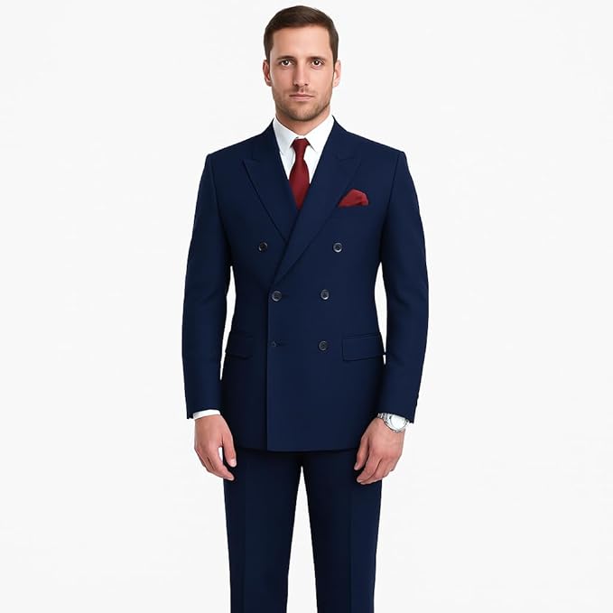 Men's 2 Piece Double Breasted Suit (Blue)