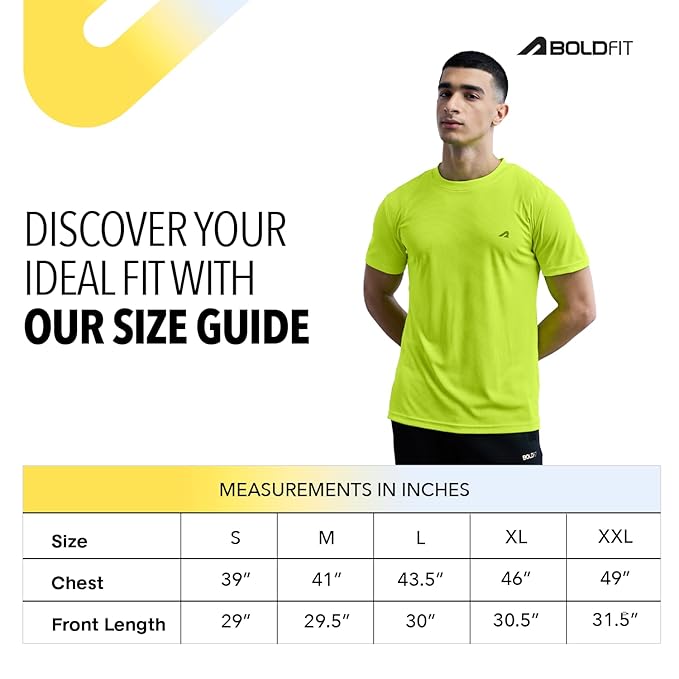 Boldfit Sports T Shirt for Men Quick Dry Fit Tshirt for Men Gym T Shirts for Men for Casual Wear Workout T Shirts for Man Active Gym Wear for Men Running T-shirts for Men T Shirt for Man Neongreen XXL