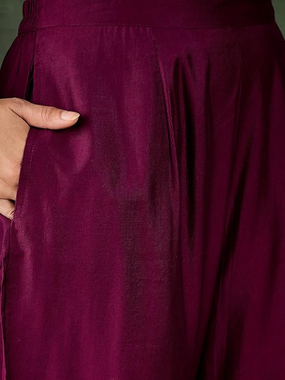 VredeVogel Women's Viscose Rayon Ethnic Wear Embroidered Kurta Pant Set with Organza Dupatta | Festive & Casual Summer Kurti with Pants for Party Office & Ethnic Occasions