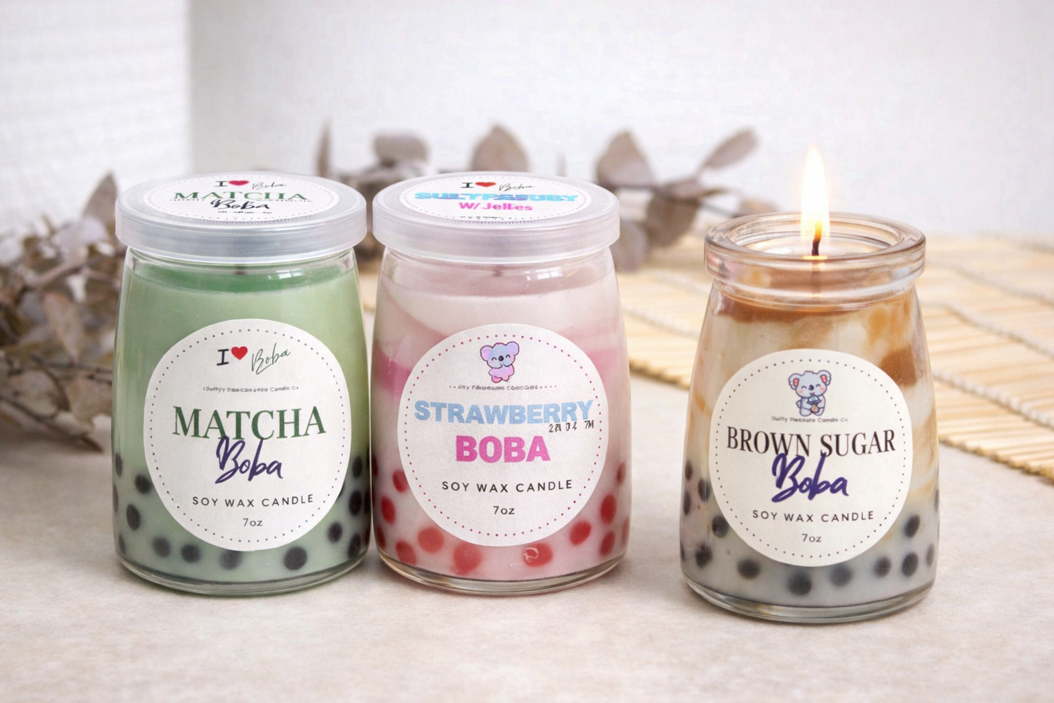 Boba Soy Wax Candle Trio