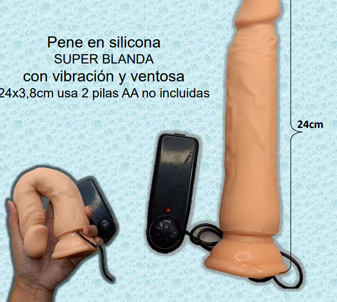 Pene de silicona con vibración y ventosa