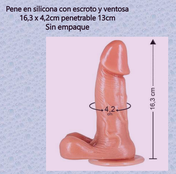 Pene de silicona con escroto y ventosa
