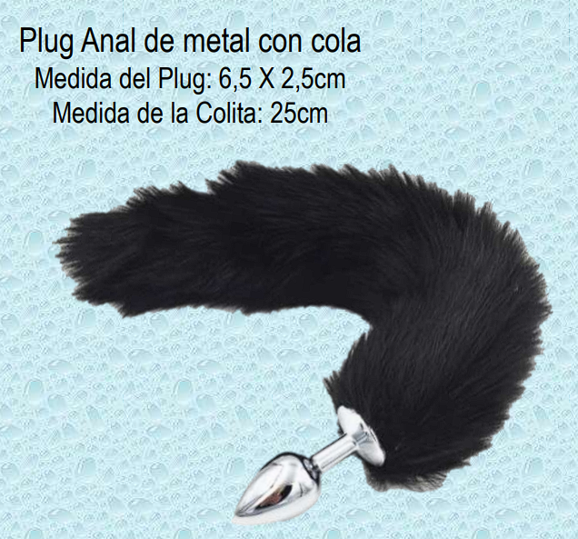 Plug anal de metal con cola