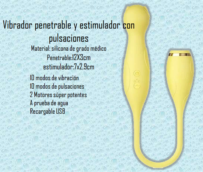 Vibrador penetrable y estimulador con pulsaciones