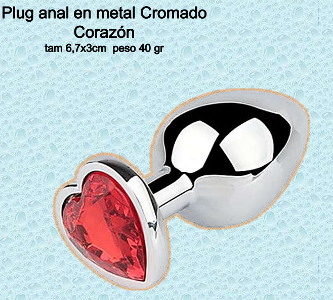 Plug anal en metal cromado corazón