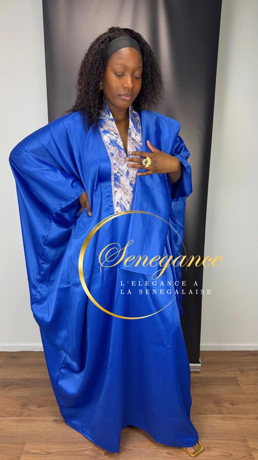 Caftan sénégalais rose satiné