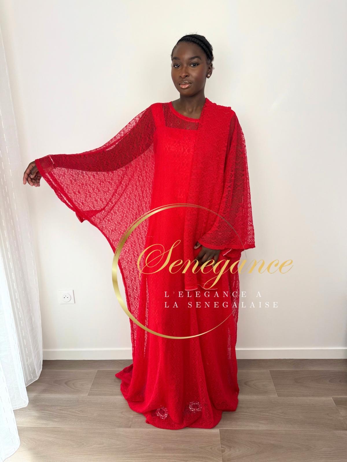 Robe traditionnelle en dentelle verte