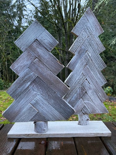Rustic Wooden Christmas Tree Duo