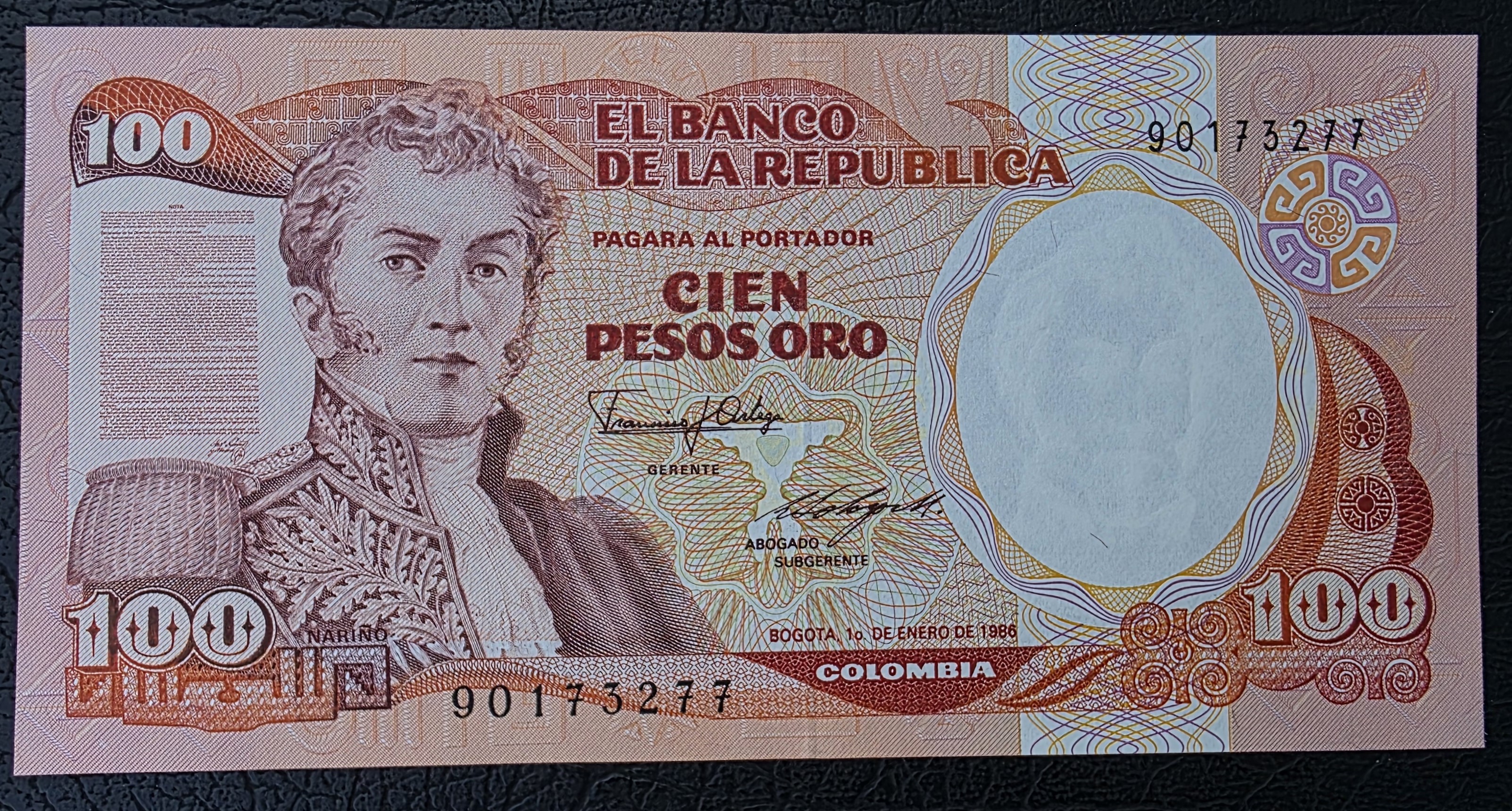 Colombia – 100 Pesos Oro 1986 (P-426b) - UNC