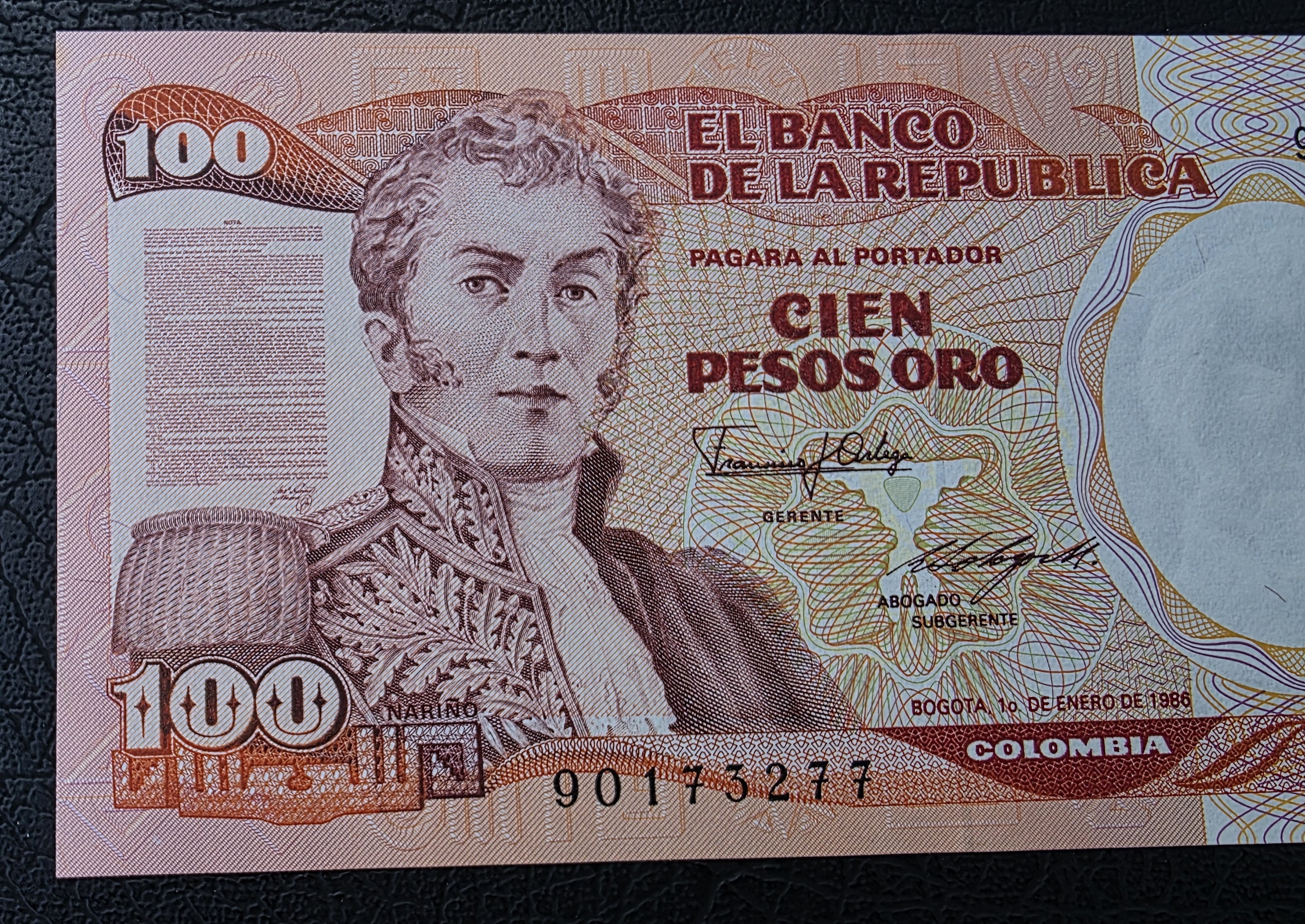 Colombia – 100 Pesos Oro 1986 (P-426b) - UNC