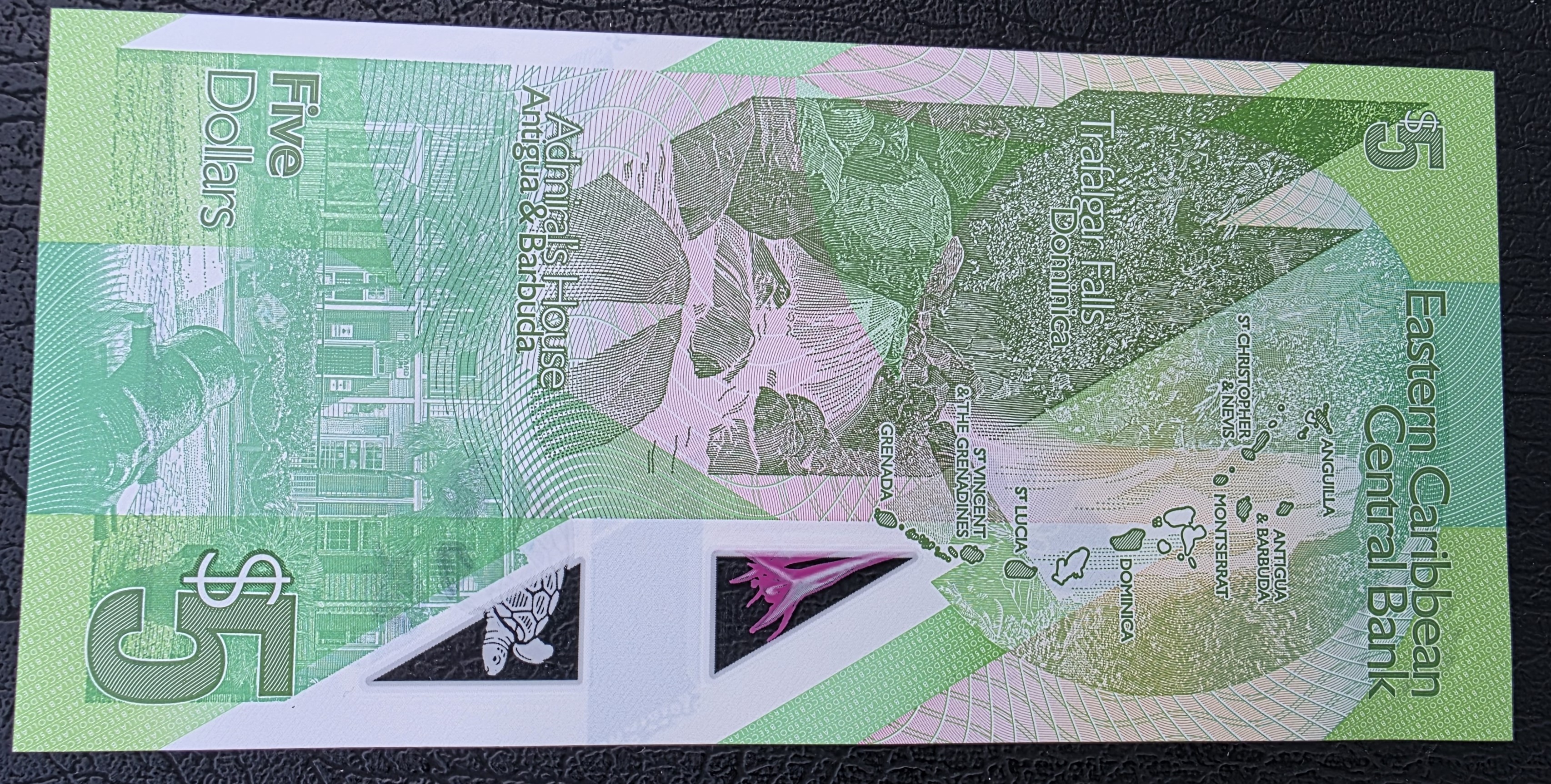  Eastern Caribbean States – 5 Dollars Polymer ND (P-56) - UNC