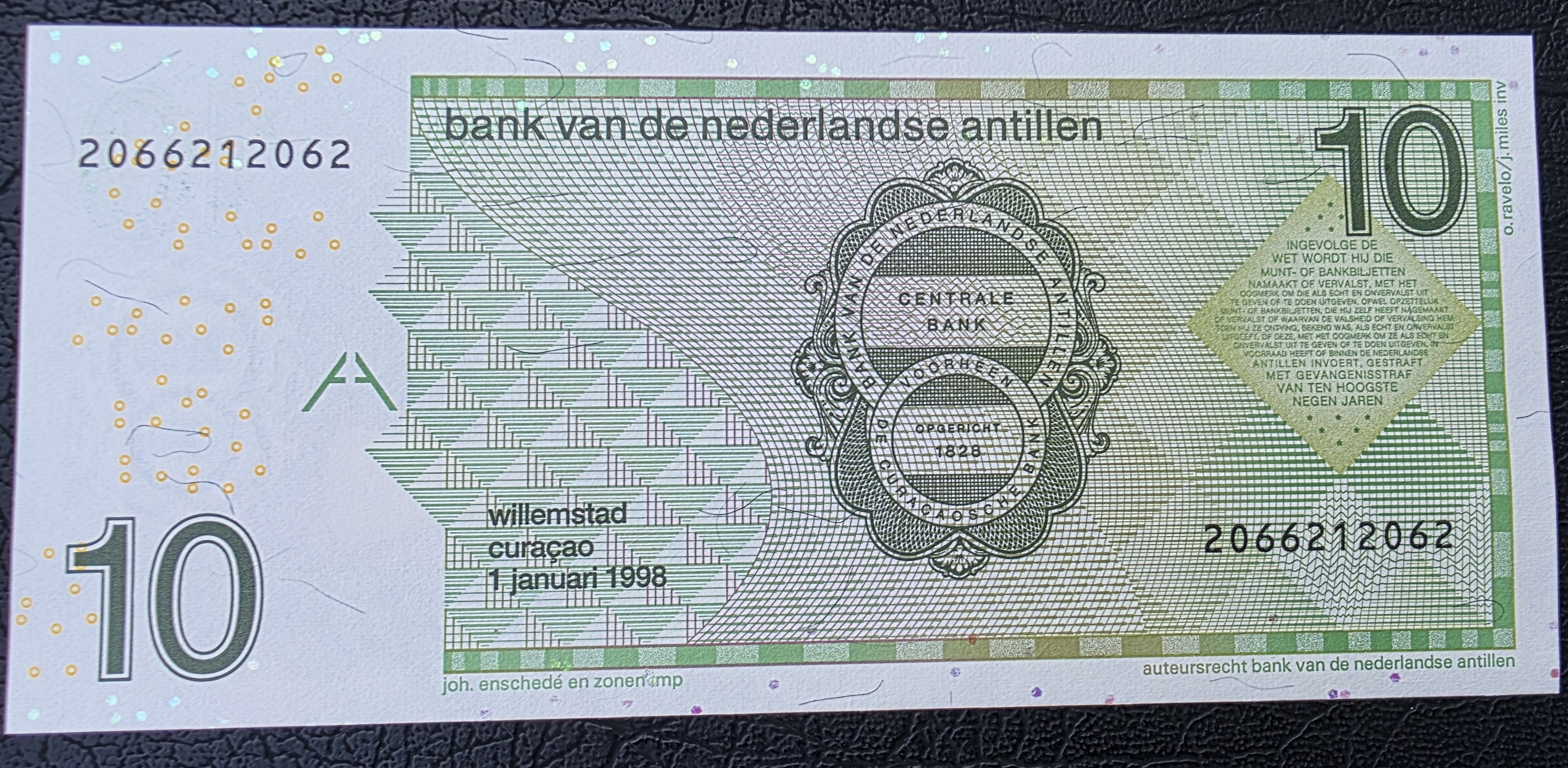 Netherlands Antilles – 10 Gulden 1998 (P-26) - UNC