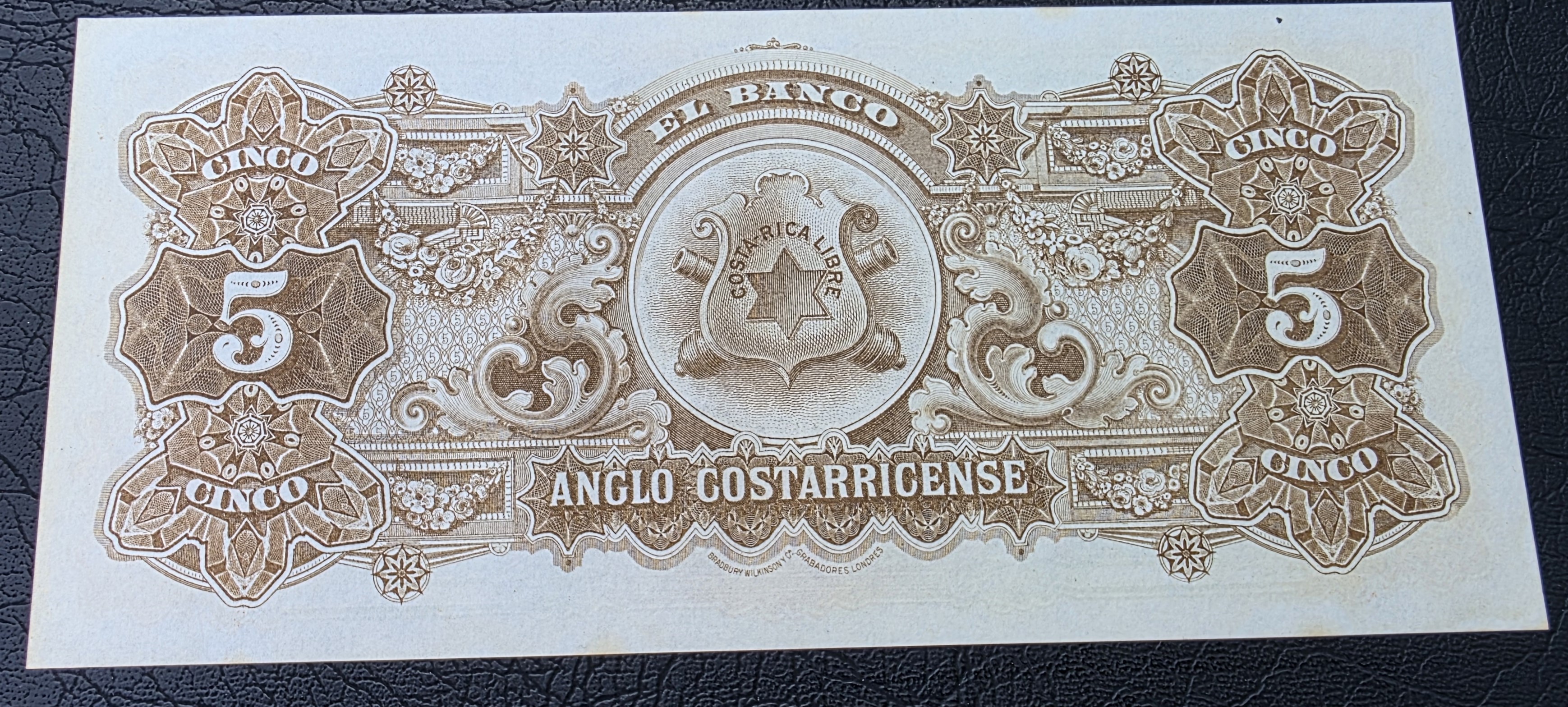 Costa Rica – 5 Colones – Pick PS122r – 1903–1917 -  Pair of Consecutive Remainder Notes.