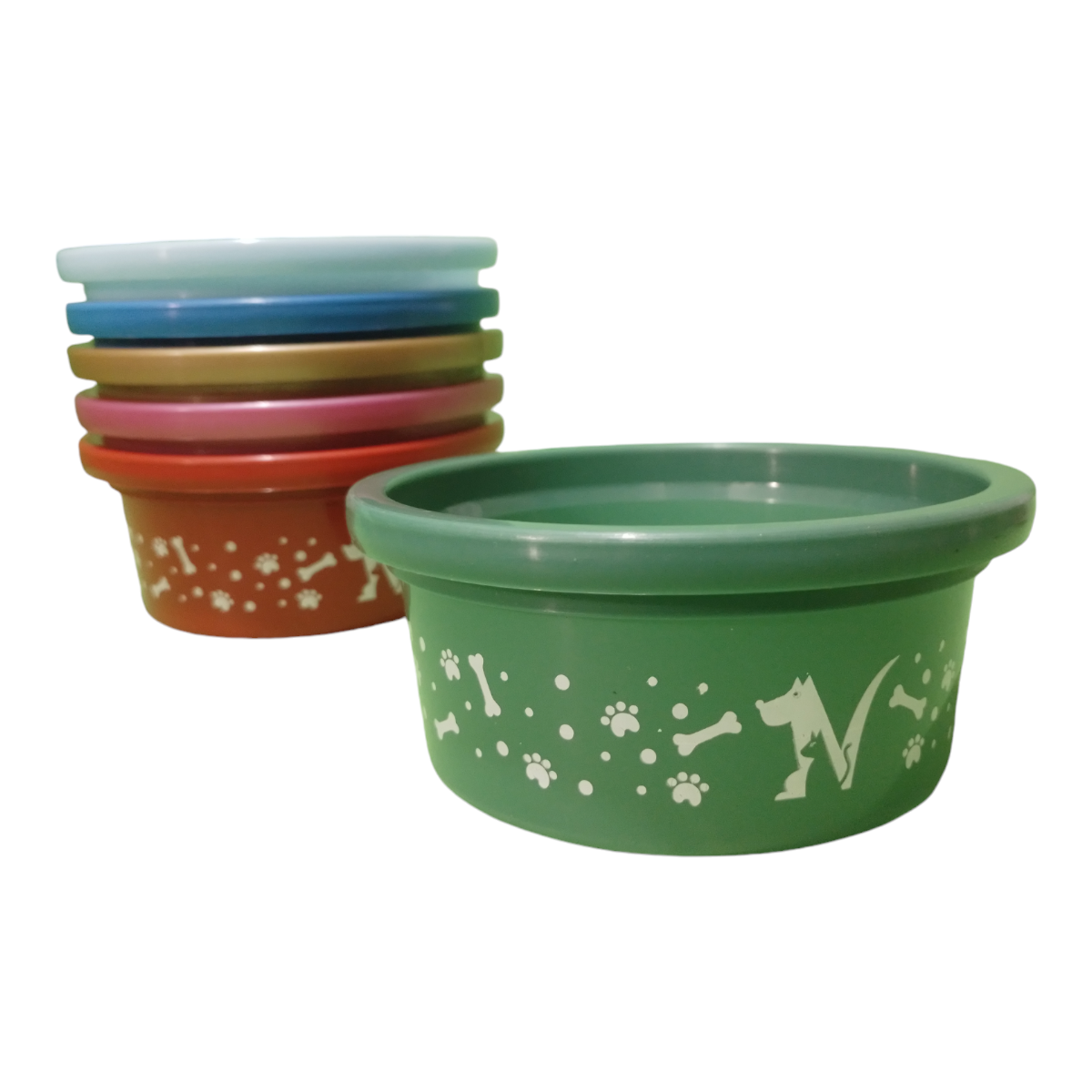 Comedero/Bebedero Verde Con Estampado