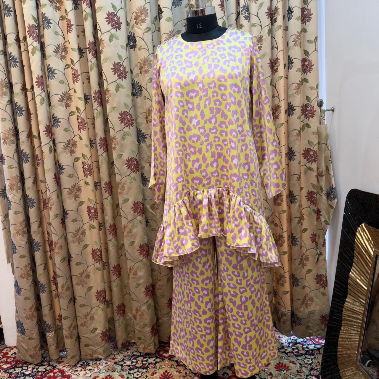 Pastel Leopard Pure Satin silk dress