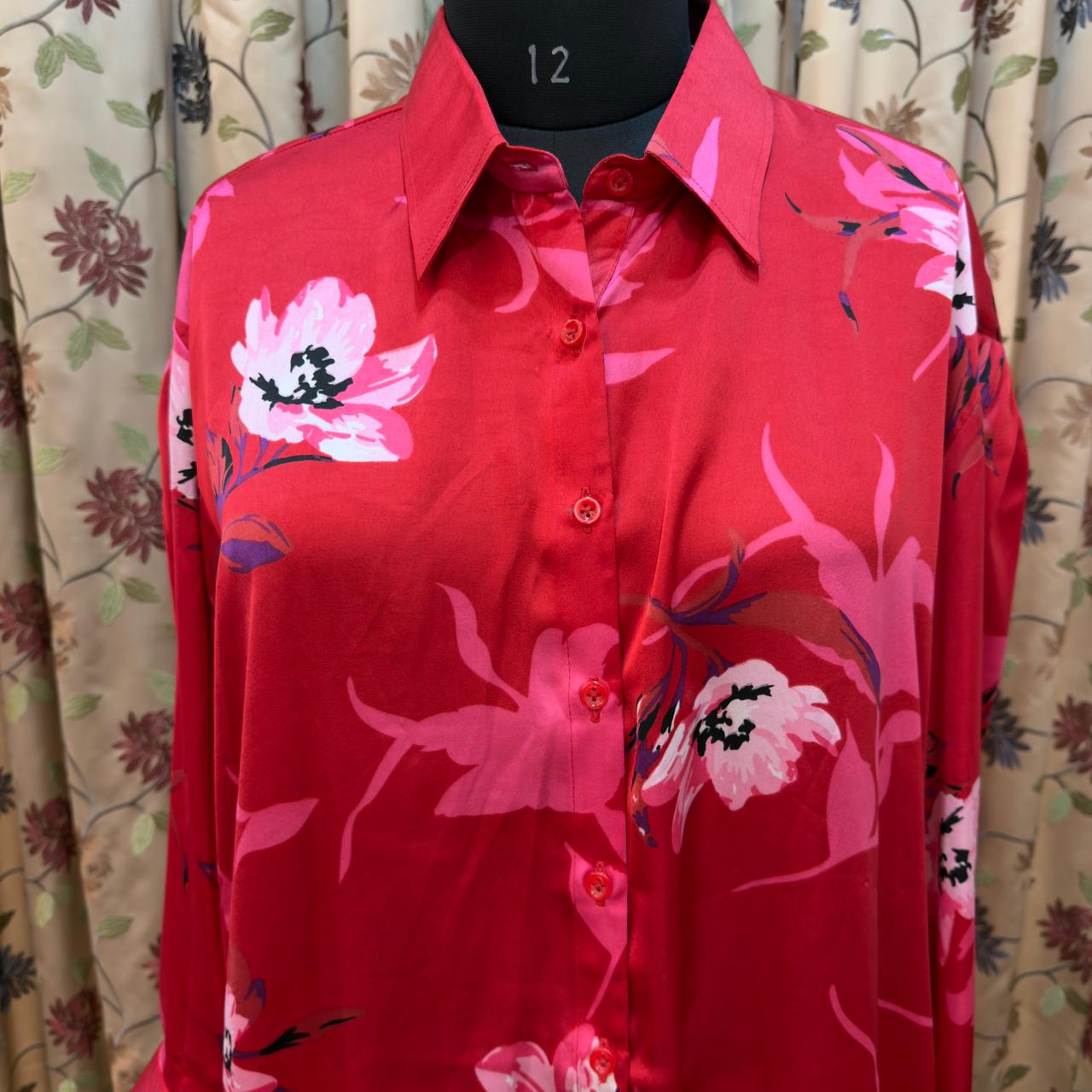 Pink Floral Satin silk dress