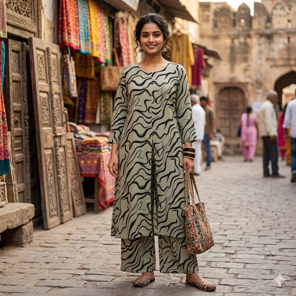 Abstract Printed Crepe Set