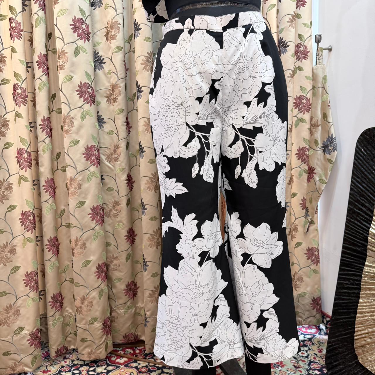 Black & White Floral Printed Crepe set