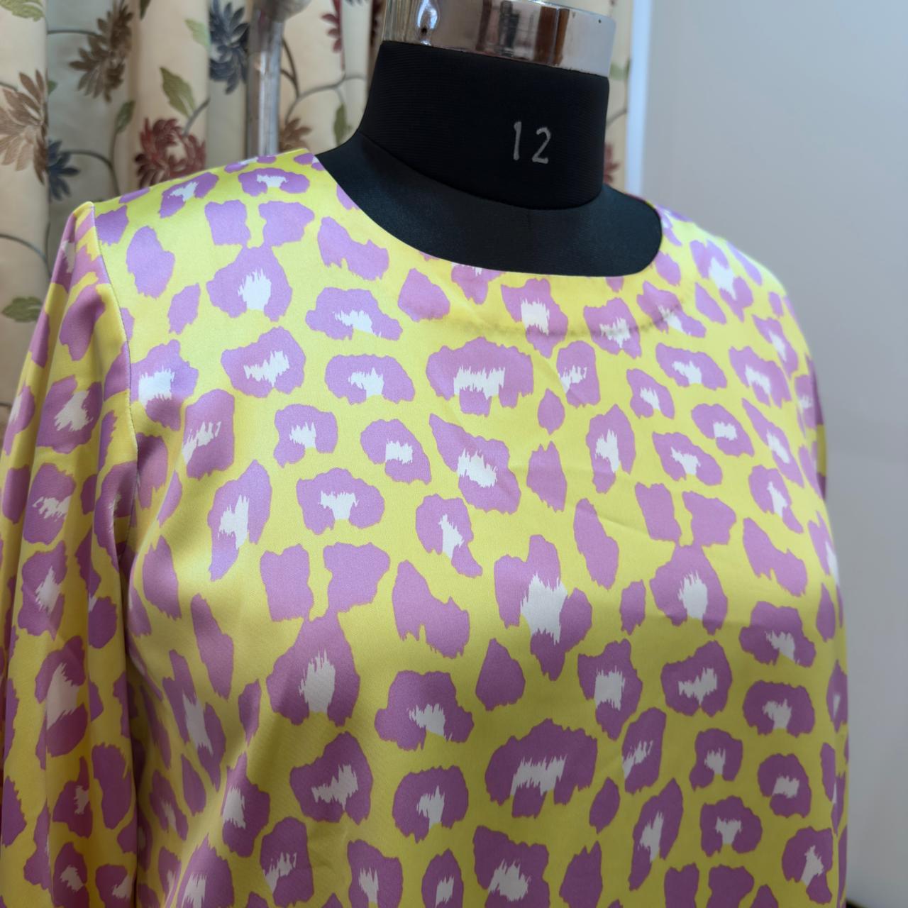 Pastel Leopard Pure Satin silk dress