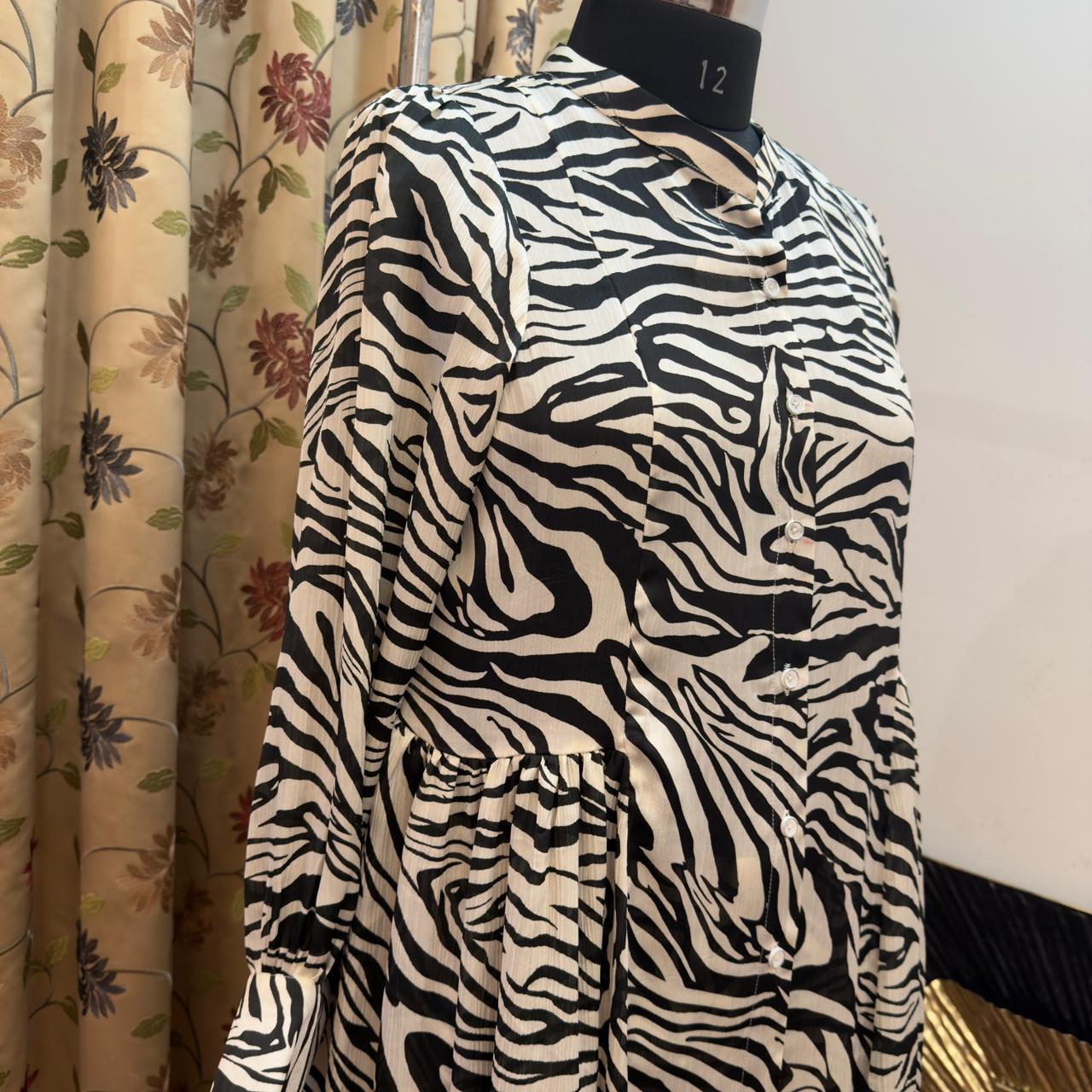 Zebra Satin Silk Dress