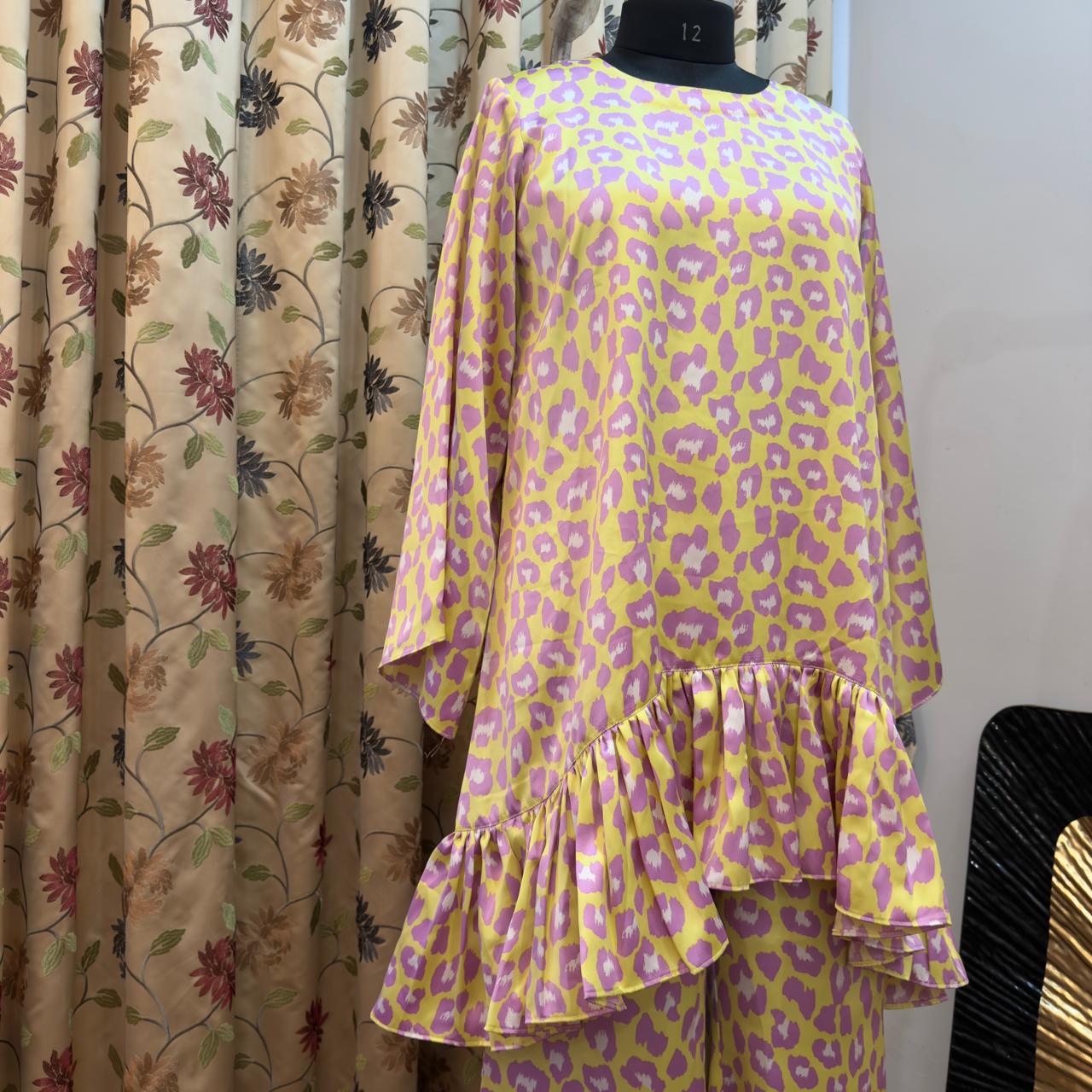 Pastel Leopard Pure Satin silk dress