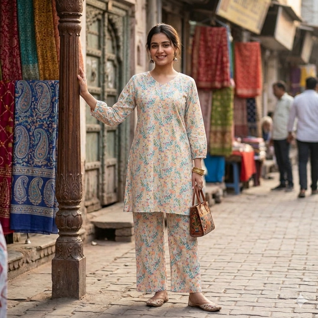 Floral Printed Satin silk Set