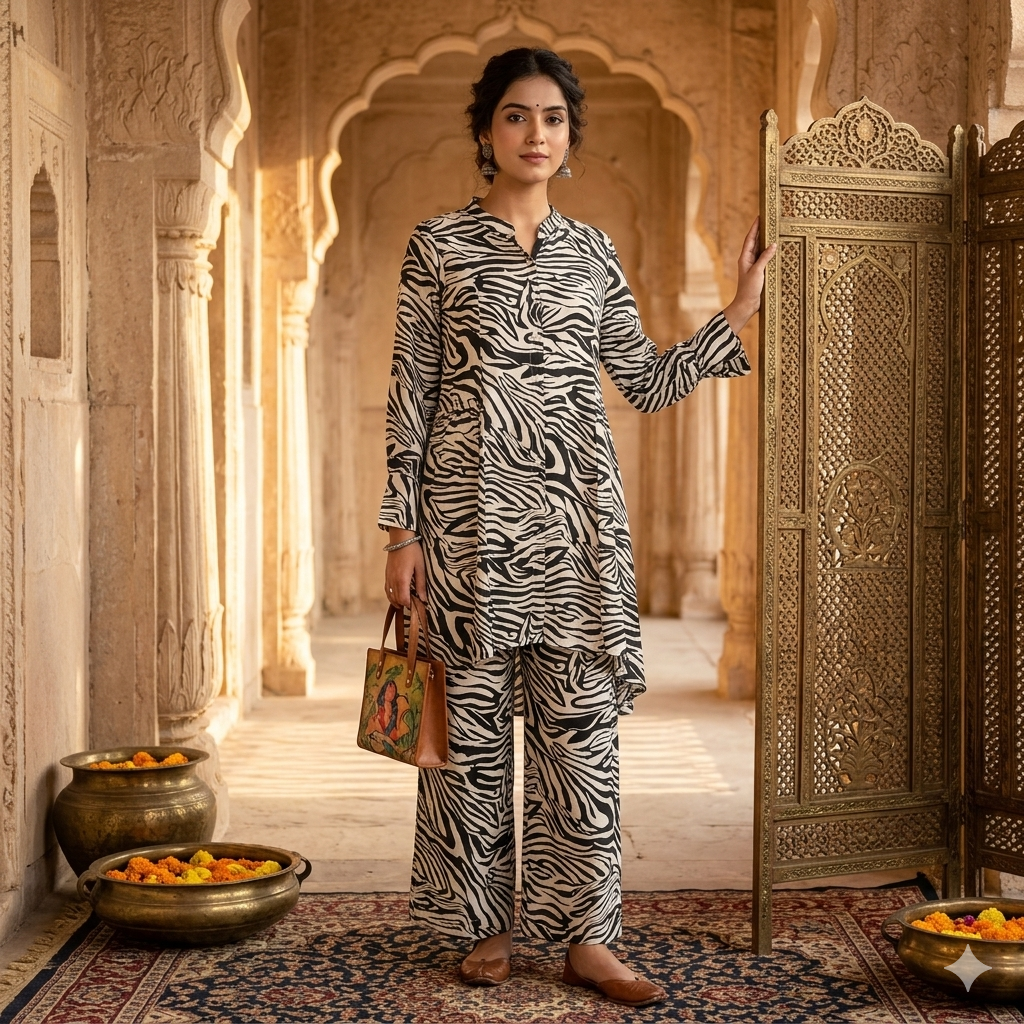 Zebra Satin Silk Dress