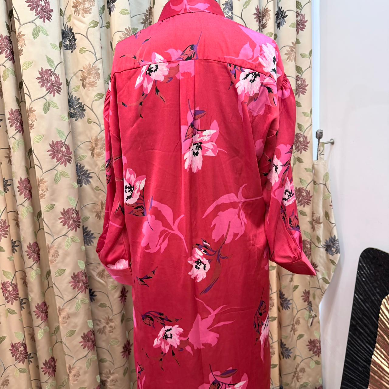 Pink Floral Satin silk dress