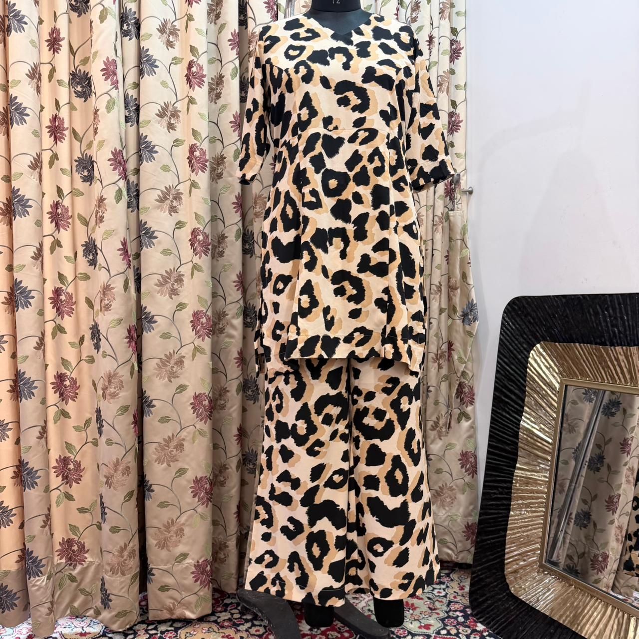 Leopard Printed Crepe Set