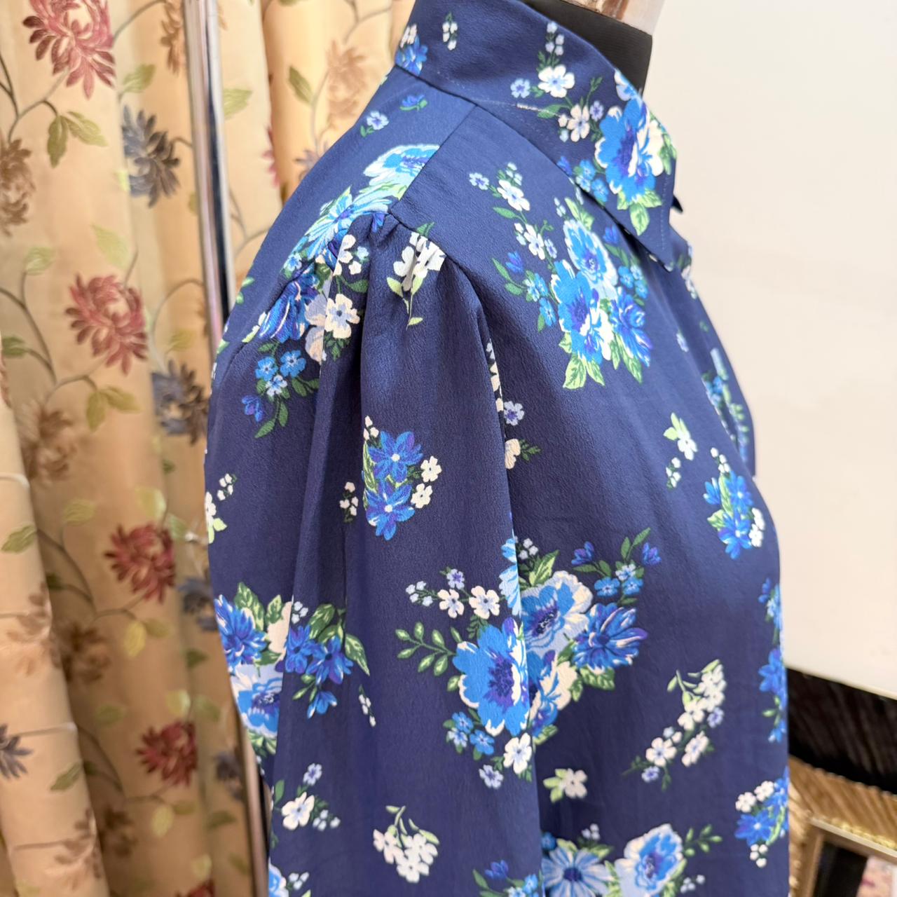 Blue Floral Printed Crepe set