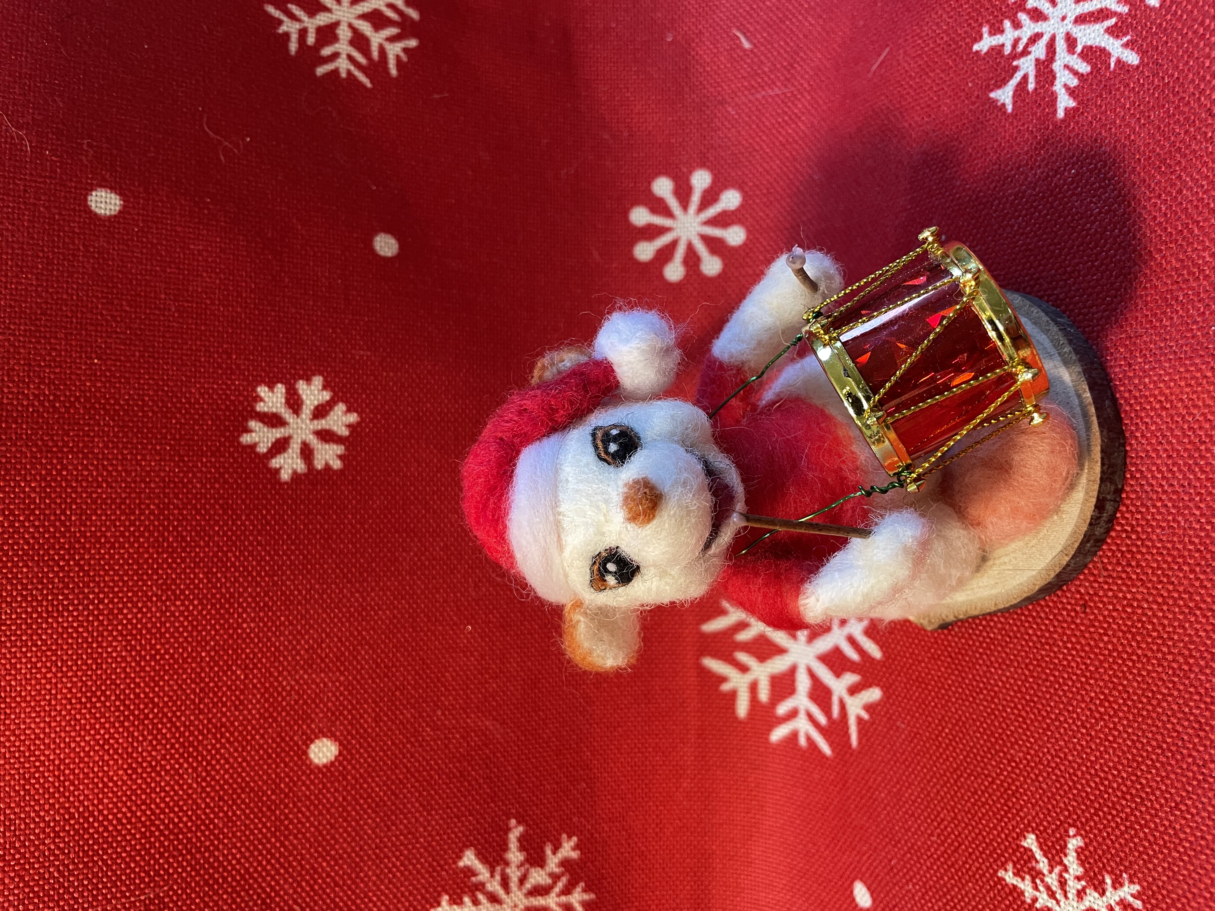 Christmas Drummer Mouse Figurine