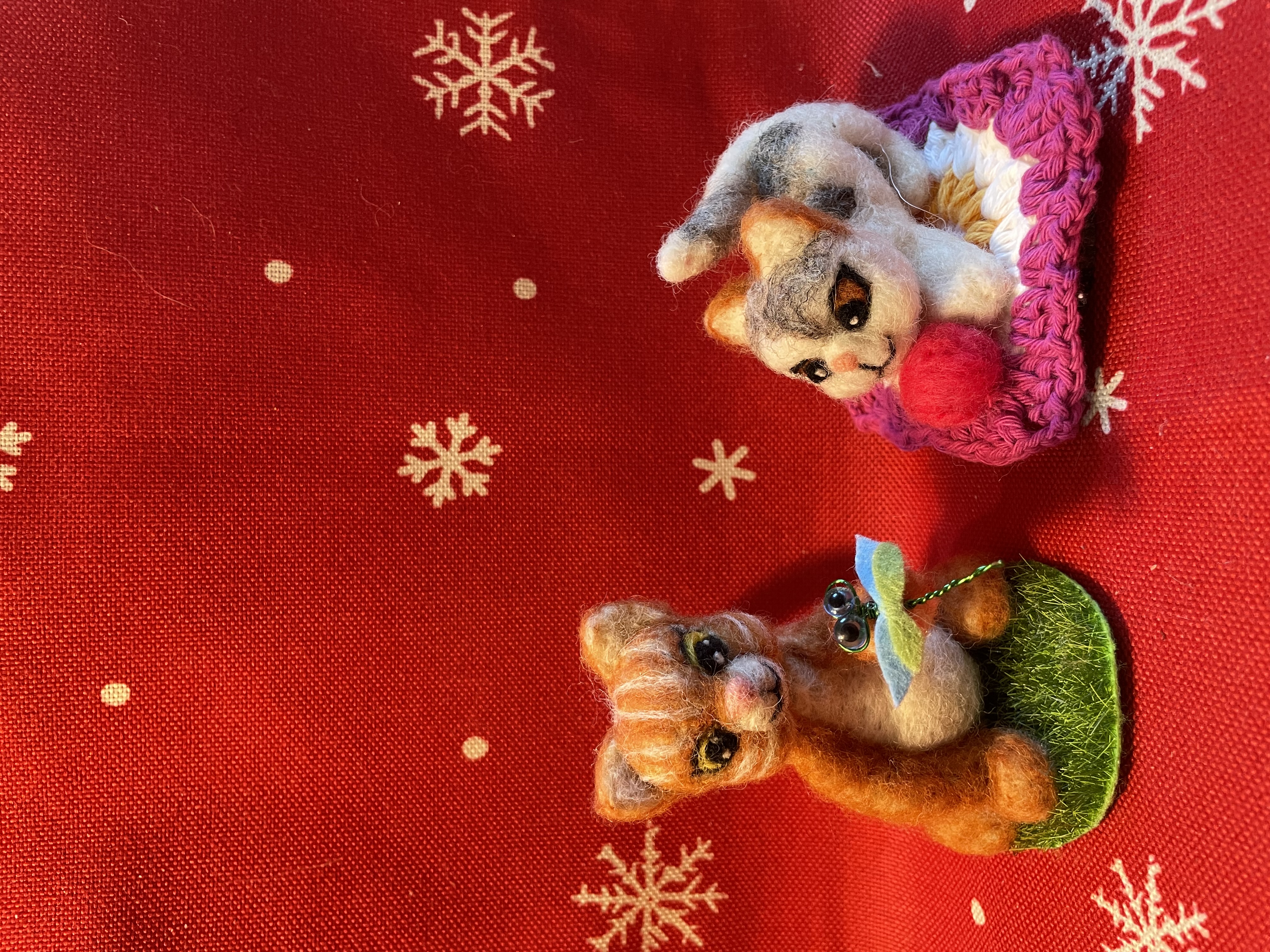 Handcrafted Felt Cat Figurines