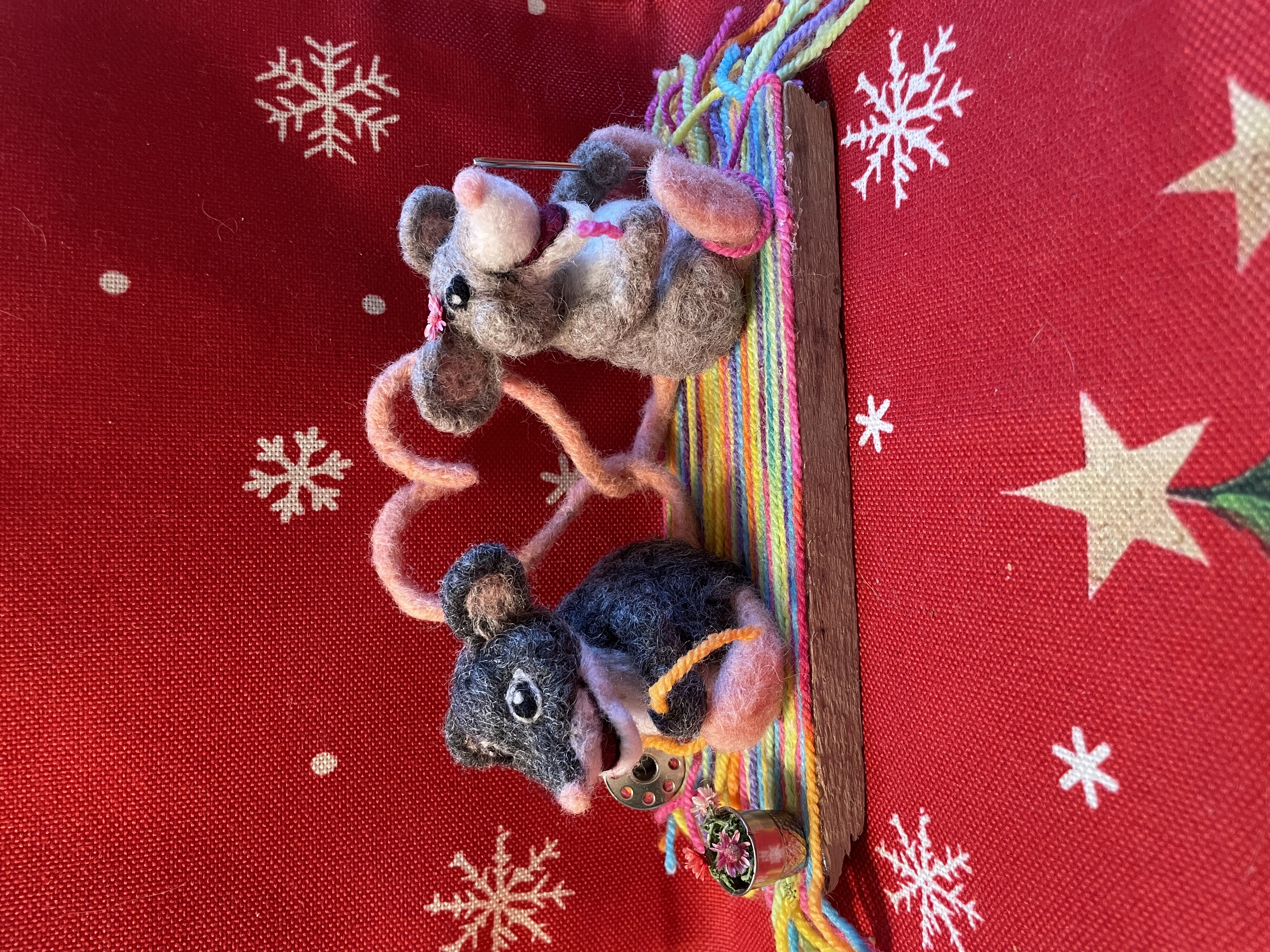 Handcrafted Felt Mouse threading the love carpet