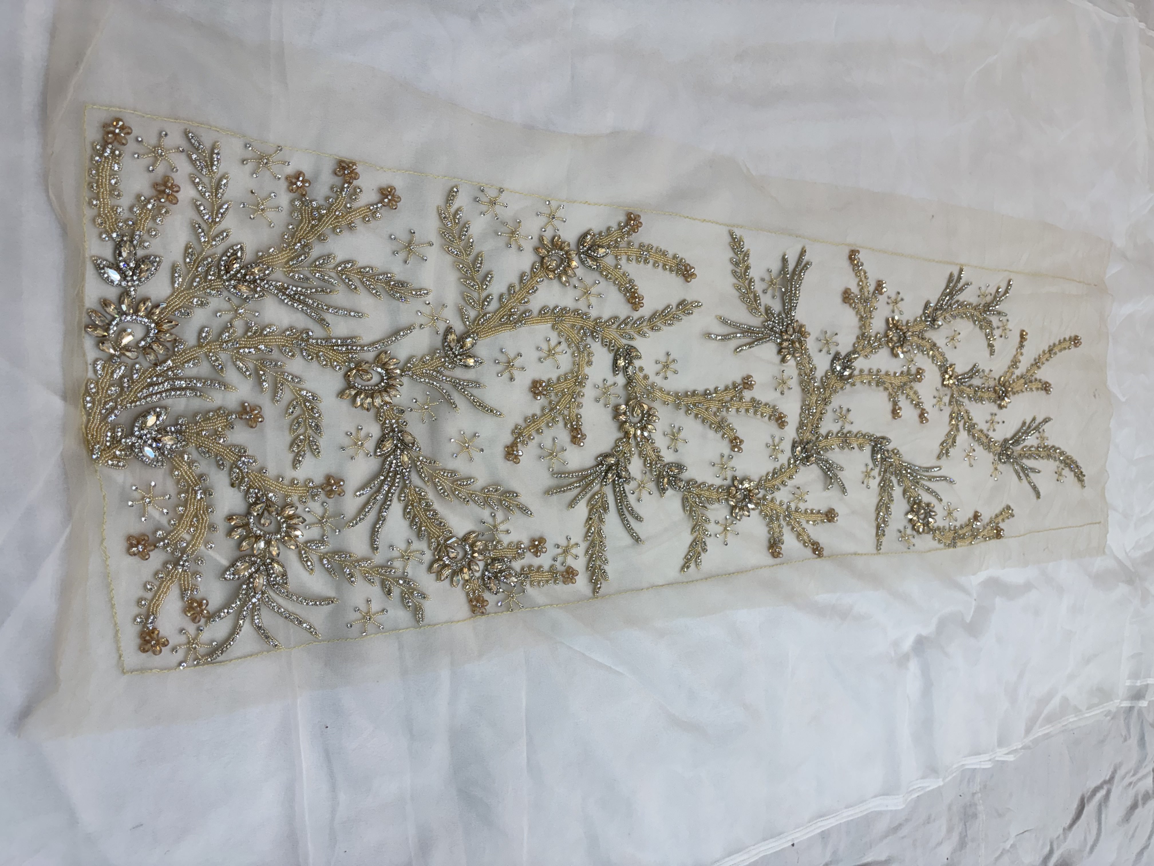 Hand-Embroidered Bridal Lace Appliqué